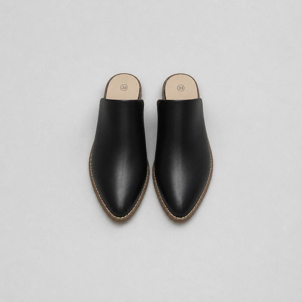 Abound Maya Block Heell Pointed Black Faux Leather Y2K Comfy Mules Size 11M